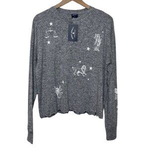 SPIRIT JERSEY | NWT Gray Long Sleeve Zodiac Print Loungewear Top | Size M